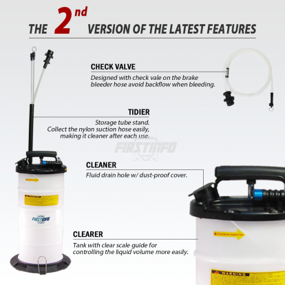 9.5L Pneumatic / Manual Oil & Fluid Extractor with Brake Bleeder Hose