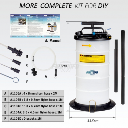 9.5L Pneumatic / Manual Oil & Fluid Extractor with Brake Bleeder Hose