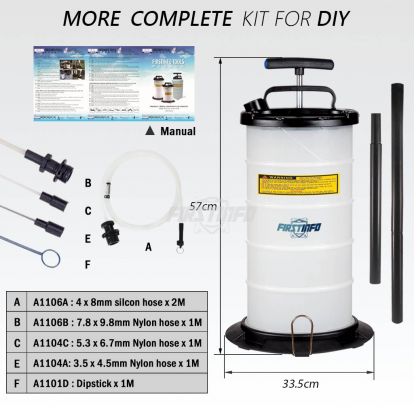 A1105H 9.5L Manual Oil & Fluid Extractor with Brake Bleeder Hose