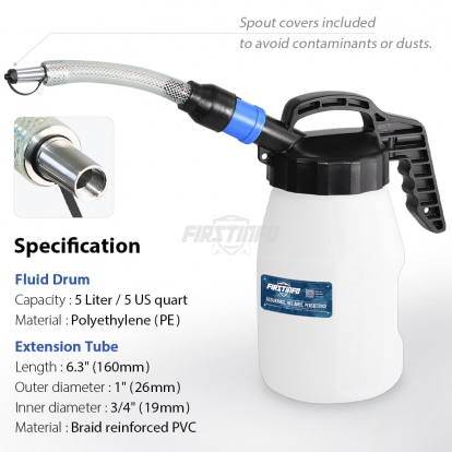 A1126B Fluid Drum with Pour Spout, 160mm Extension Tube, 5-Liter of Capacity