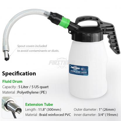 A1126G Fluid Drum with Pour Spout, 300mm Extension Tube, 5-Liter of Capacity