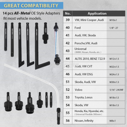 A1132N 6L Pneumatic ATF Dispenser w/ 14 PCS ATF Adapters