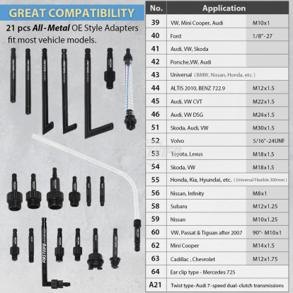 A1135Q 10L ATF Refill System Dispenser Extractor, with 21 Pcs ATF Filler Adapters