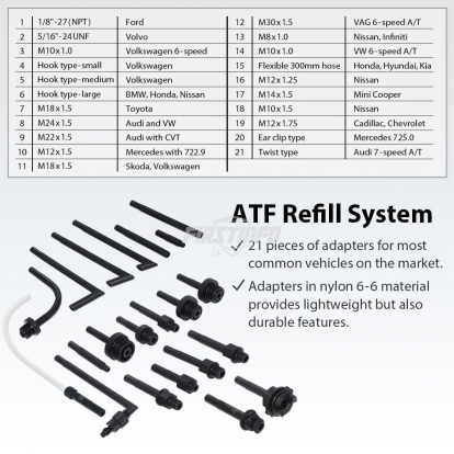 6L High-Capacity Manual Transmission Fluid Pump Tool with 21 Adapters