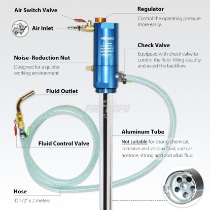 Pneumatic Oil Barrel Drum Pump/Dispenser (1:1) for Oil/Liquid/Fluid Transfer