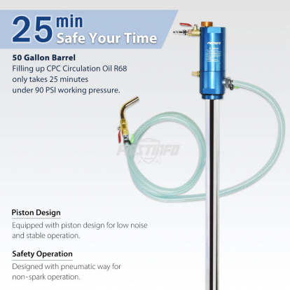 Pneumatic Oil Barrel Drum Pump/Dispenser (1:1) for Oil/Liquid/Fluid Transfer