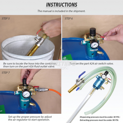 High Flow Pneumatic Oil & Liquid Extractor & Dispenser (for 50 Gallon Tank)