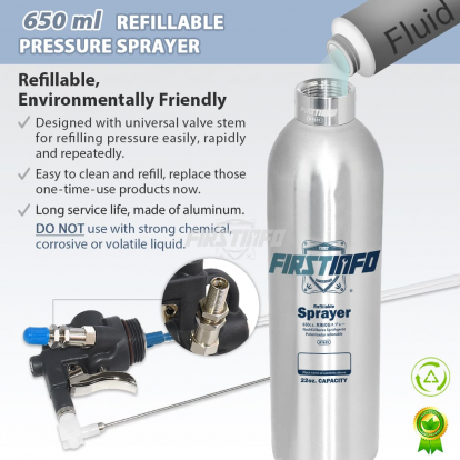 650ml Aluminum Refillable Fluid Sprayer Can Maximum Pressure 110 psi