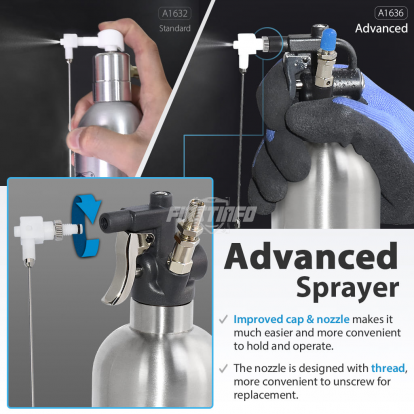 Patented 650c.c. (21.9 US fl. oz) Stainless Steel Canister Aerosol Refillable Fluid Spray Can/Pneumatic Compressed Air Sprayer/Maximum Pressure 110 psi