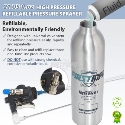 620ml Thickened Aluminum Refillable Fluid Sprayer Can with 5 types nozzles Maximum Pressure 140 psi