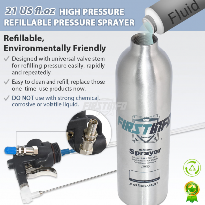 620c.c. (21 US fl. oz) Thickened Aluminum Canister Refillable High Pressure Aerosol Spray Can/Pneumatic Compressed Air Sprayer/Maximum Pressure 140 psi