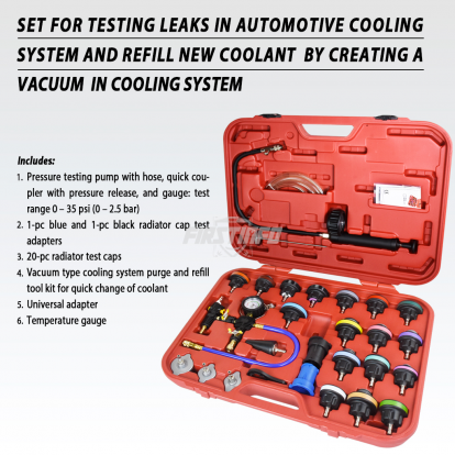 Cooling System Leakage Tester and Vacuum-Type Coolant Refilling Kit