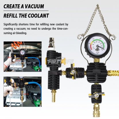 Cooling System Leakage Tester and Vacuum-Type Coolant Refilling Kit