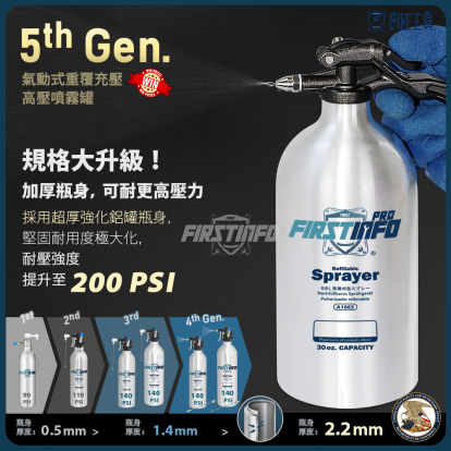 900ml 超厚鋁製可重覆充氣充壓噴霧罐 8個噴嘴