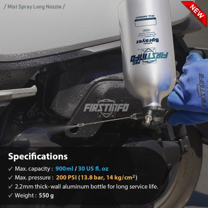 A1663K 30 oz Aluminum Refillable Non-Aerosol Spray Can, 200 PSI
