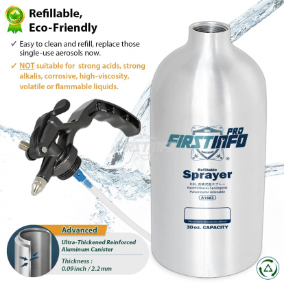 A1663Y4 30 oz Aluminum Refillable Non-Aerosol Spray Can, 200 PSI A1663Y4 30 oz Aluminum Refillable Non-Aerosol Spray Can, 200 PSI