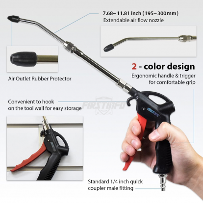 Air Duster Blow Gun with Range 8.46~12 Inch (215-300 mm) Adjustable/Extendable Air Flow Nozzle Dust Blower Cleaner