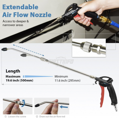 A18525 Air Duster Blow Gun w/ Adjustable Nozzle (Range: 295~500mm)