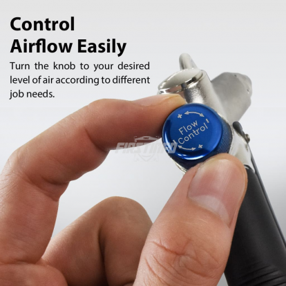 2-Way Air Blow Gun with Adjustable Air Flow and Extended Nozzle & Extra Shortest Nozzle