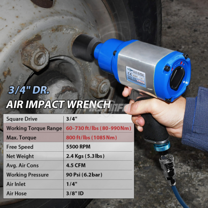 3/4" Heavy Duty Dr. Pneumatic Impact Wrench