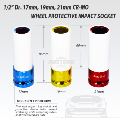 3 pcs 1/2" Rim Protective Wheel Socket Set