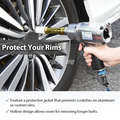 1/2-Inch Impact Drive Lug Nut Socket 19mm CR-MO Thin-Walled Wheel Rim Protector, 150mm Long, Non-Marring