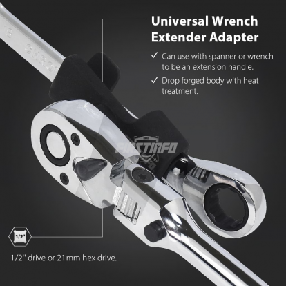 Universal Wrench Extender Adapter, 1/2 Inch Drive, Extendable for More Leverage on Stubborn Nuts and Bolts