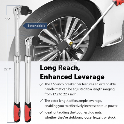 F32243D 1/2" Drive Extendable Breaker Bar Ratchet Wrench