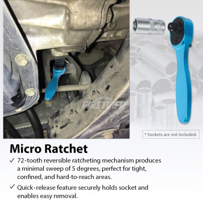 F3242B 1/4" Drive Aluminum Mini Ratchet Wrench, Socket Driver