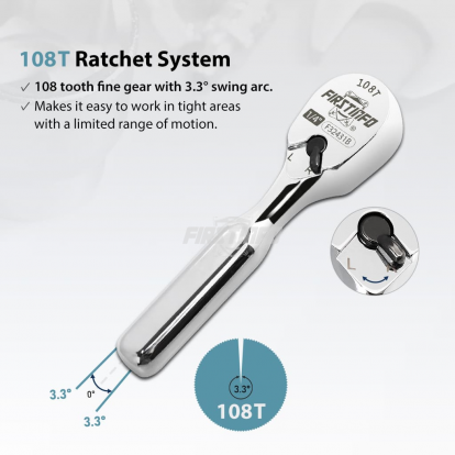 1/4" Drive Ratchet Handle Wrench 108-Tooth