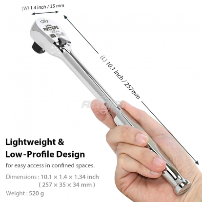 F32433D 1/2" Drive Ratchet Handle Wrench 120-Tooth Sealed Head Design