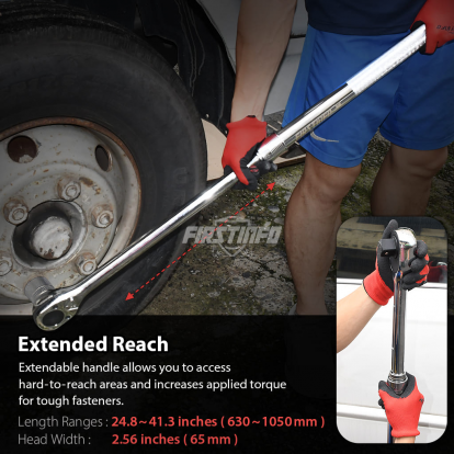 1-Inch Drive Extendable Ratchet Wrench,24T Reversible Ratchet