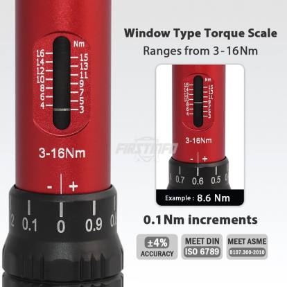 F326303B 1/4" Drive Aluminum Adjustable Mini Torque Wrench 3~16Nm