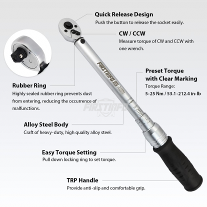 F326503C 3/8" Adjustable Torque Wrench 5~25 N.M/ 53.1-212.4 IN-LB