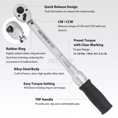 F326504C 3/8" Adjustable Torque Wrench 10~50N.M/ 99.6~431.5 ft lb