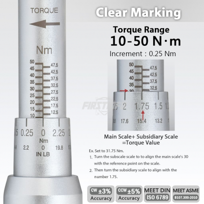 3/8" Adjustable Torque Wrench 10~50N.M/ 99.6~431.5 ft lb