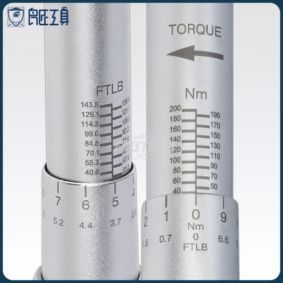 4分可調扭力扳手 40~200 Nm (Nm / Ft 雙刻度)