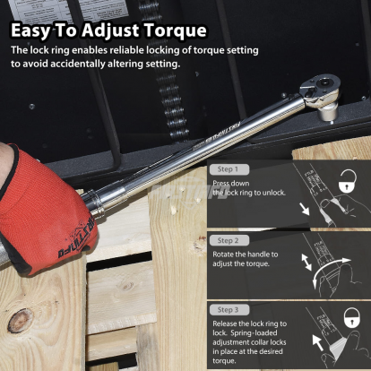 F326703C 3/8" Dr. Adjustable Torque Wrench 10-80ft-lbs/17-105.1Nm