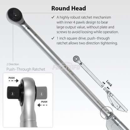 F326908H 1" Drive Breakback Torque Wrench 300~1000 Nm / 200~750 Ft-lbs