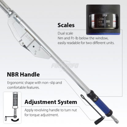 F326908H 1" Drive Breakback Torque Wrench 300~1000 Nm / 200~750 Ft-lbs