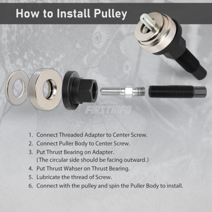 Power Steering Pulley Puller Installer Kit for Water Pump, Vacuum Pump Pulleys Installation Remover