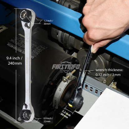 8 in 1 (8~19mm) 12-Point (90T) Ratcheting Wrench