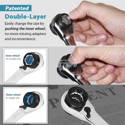 8 in 1 12-Point Reversible Ratchet Wrench (90T/SAE)