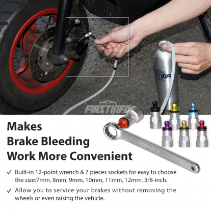 7 pcs Brake Fluid Bleeder Adapter & Wrench with Check Valve Kit