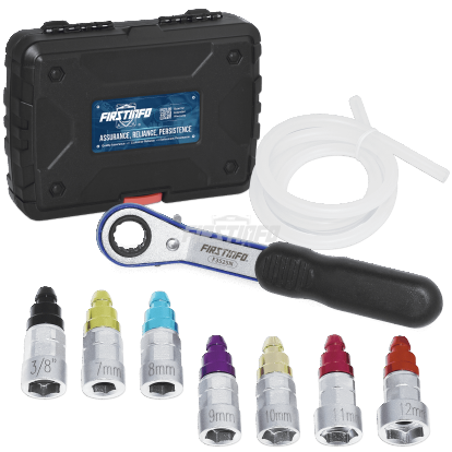 7 pcs Brake Fluid Bleeder Socket Adapter with Check Valve & Ratchet Wrench Kit
