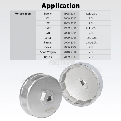 F3545F 3/8" Oil Filter Wrench 74mm 14 Flutes for Mercedes Benz, Ford, Mazda, VW, Audi, Porsche, Volkswagen