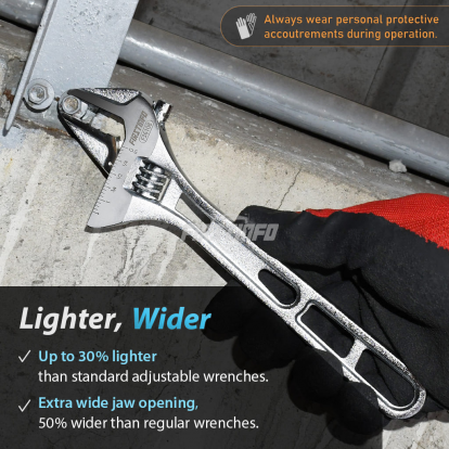 8" New Light Weight Adjustable Wrench 1-1/4 inch (32mm) Jaw Capacity, Chrome Vanadium