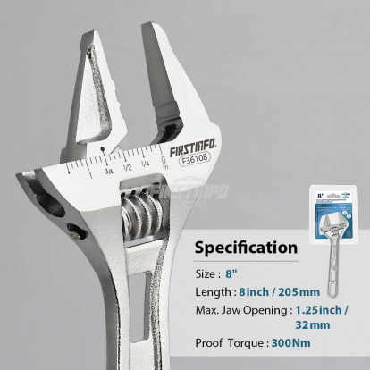 F36108 8" New Light Weight Adjustable Wrench