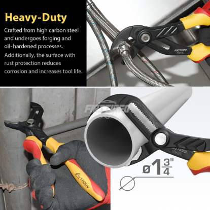 F38110 VDE Insulated Water Pump Plier 1000 Volt Push Button Type, 10 inches