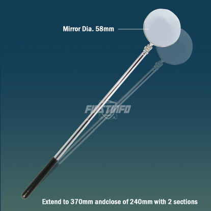 Extendable Telescopic O58mm Inspection Round Mirror (Length:240~370mm)